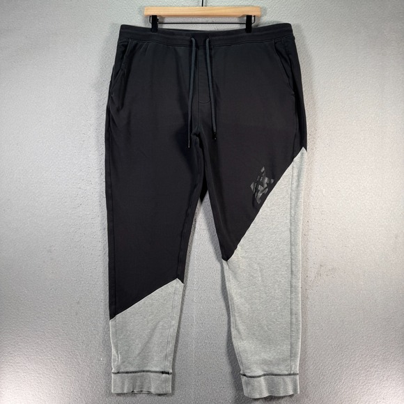 Armani Exchange Sweatpants Joggers Men 2XL Black Gray Comfort Tapered Logo Heavy - Picture 1 of 16